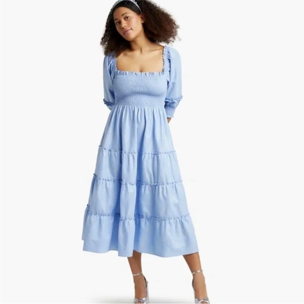 Hill House Home The Nesli Dress, blue glitter check, XS